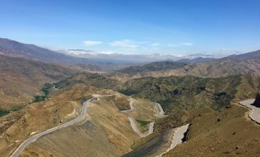 areal view mountain and road