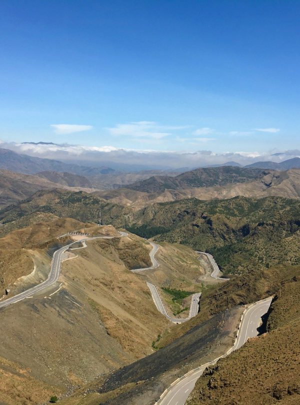 areal view mountain and road