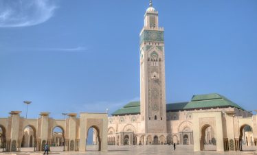 concrete building with tower